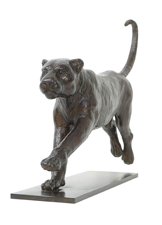 Damien Colcombet Jaguar mâle courant sculpture animalière bronze